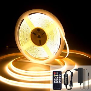 Cuiv-Ruan Led Cob 10m,Bande Led Blanc Chaud 3000k,Bande Lumineuse Dimmable,Cri92,Largeur 8mm,Avec Télécommande Et Alimentation,Pour Salon,Cuisine,Miroir - Neuf