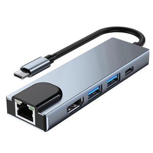 Station d'accueil HUB Type C 5 en 1 Type C vers RJ45 USB 3.0 USB C HUB - Neuf
