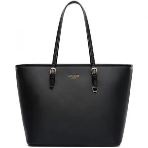Sac Cabas Femmes Lycéenne - L882 S0308D - Noir - Cuir - Bandoulière - Grande Capacité et Volume - Neuf