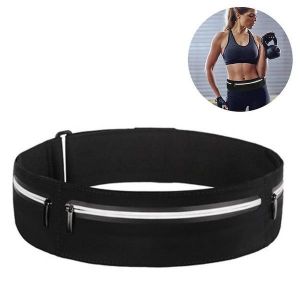 Sac banane de course slim fit avec 2 poches extensibles ¿ Réglable, résistant à la transpiration, léger, pour activités de plein air mains libres - Neuf