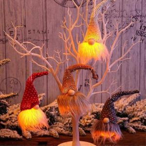 No&euml;l Gnome LED de D&eacute;coration pour la Maison - Lumineux Nain en Peluche Pendentif Lumi&egrave;res - Neuf