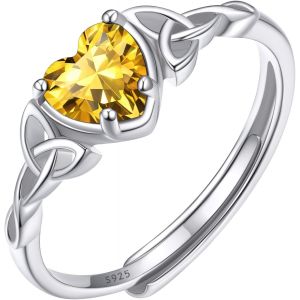 Tianyi-Bague Femme Argent Reglable,Anneau Fiançailles Ajustable Avec Pierre Coeur Et Celtique,Bijoux Brillant Cadeau Femme Pour Noel Anniversaire - Neuf