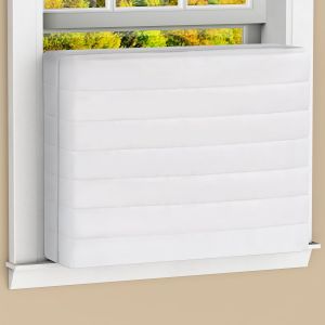 Couverture Climatiseur Interieur Protection AC Fenetre avec Cordon Elastique Renforce Double Isolation 25x18x3.5 pouces Creme Blanc - Neuf