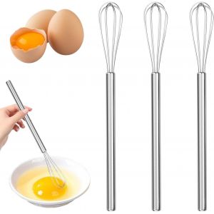 Kalanka-3 Pi&egrave;ces Mini Fouet Cuisine, Ustensiles De Cuisine Inox M&eacute;langeur Fouet Patisserie, Petit Fouet M&eacute;langeur, Outil De Fouet En Mousse Pour M&eacute;langer Fouetter Battre Mousser Et Remuer - Neuf