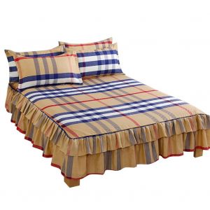 Hjlian Parure De Lit 3 Pieces Avec Jupe De Lit Plissee Et Volantee, Drap, Taies D'oreiller Et Housse De Couette Respirante (Lit De 1,8 M) - Neuf
