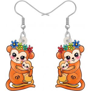 Kal-Boucles D'oreilles Singe En Acrylique Boucles D'oreilles Goutte D'eau Pour Femmes Filles Charms Monkey Gifts - Neuf