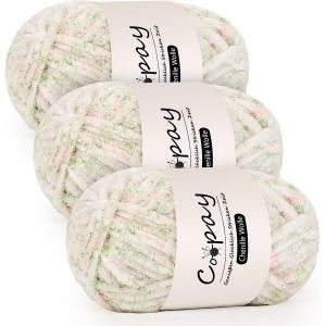 Tianyi-Lot De 3 Pelotes De Laine Chenille Pour Crochet, 100 G De Fil Chenille Velout&eacute;, &Eacute;pais Et Moelleux, Doux, Pour Couvertures, &Eacute;charpes, Roseraie - Neuf