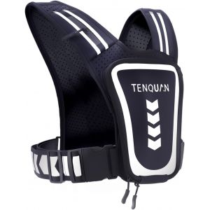 Subzonal-Gilet De Course Avec Support T&eacute;l&eacute;phone, Gilet De Course R&eacute;glable Et R&eacute;fl&eacute;chissant Avec Support T&eacute;l&eacute;phone, Poche Imperm&eacute;able Et Porte-Cl&eacute;s, Gilet De Course L&eacute;ger Pour Hommes Et Femmes (Noir) - Neuf