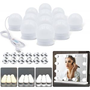 Eryi-Lampe De Miroir Led 12 Led Avec Câble Usb, 3 Couleurs Changeantes Et 10 Niveaux De Luminosité, Pour Dressing, Salle De Bain, Chambre À Coucher - Neuf