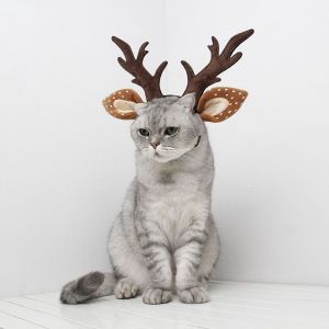 S, serre-t&ecirc;te de No&euml;l en bois de cerf pour animaux de compagnie - Neuf