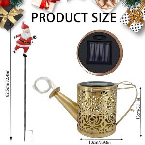 Lampes solaires pour arrosoir, lanternes d&#39;extérieur avec support Père Noël, décoration de jardin pour porche, cour, patio - Neuf