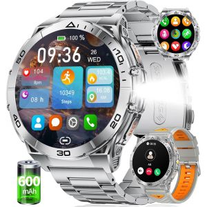 Montre Connect&eacute;e Homme Avec 600Mah Batterie 1,6"" Amoled &Eacute;cran/Appels/Led Lampe, 5Atm &Eacute;tanche 110+ Sportifs Fr&eacute;quence Cardiaque Sommeil Moniteur Smart Watch Pour Android Ios - Neuf