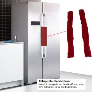 Hjlian Lot De 2 Housses De Poignee De Porte De Refrigerateur Et Gants Antiderapants Pour Appareils De Cuisine (Rouge) - Neuf