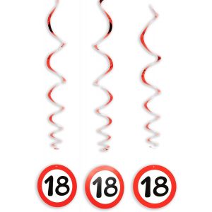 Deco anniversaire 18 ans spirales panneau de signalisation rouge/blanc - Décoration e pour un 18 ans anniversaire garcon et fille - Neuf