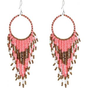 Kal-Boucles D'oreilles Pendantes Bohème À Longues Franges Pour Femmes Et Filles - Perles De Boule - Chaîne Tressée - Crochet Suspendu - Lustre Tribal Exagéré - Attrape-Rêves - Neuf