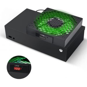Ventilateur pour Xbox Series S,ventilateur de refroidissement avec vitesse automatique réglable par température,affichage LED,faible bruit,3 vitesses 1500/1750/2000RPM (140MM) (balck) - Neuf