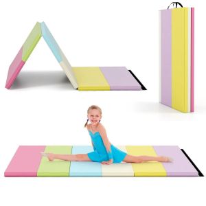 Tapis De Gymnastique Pliable 180 X 120 X 4 Cm L&eacute;ger Et Transportable Pour Yoga Et Jeux En Pu Multicolore Helloshop26 20_0018160 - Neuf