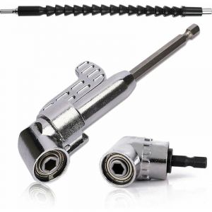 105 Degree Electric Drill Right Angle Electric Drill Screwdriver Adapter Accessory (1PCS Short + 1PCS Long) 1/4"" Flexible Electric Drill Screwdriver Electric Angle Extension, Practical Space. - Neuf
