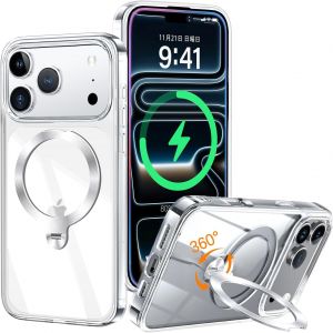 Kalanka-360° Rolatif Support Magnétique Coque Pour Iphone 17 Pro Max [Cd Anneau Support Stable Pour Mag-Safe] [N°1 Puissance Magnétique & Antichoc Protection Militaire] Coque Fine Durable, Transparen - Neuf