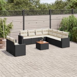 Prolenta Premium - Salon De Jardin 10 Pcs Avec Coussins Noir R&eacute;sine Tress&eacute;e - Neuf