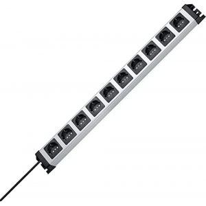 Powerversal 227120011 Bloc multiprise &agrave; 10 Prises Argent&eacute;/Noir - Neuf