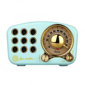 Enceinte Bluetooth r&eacute;tro, radio vintage Greadio FM au style classique r&eacute;tro, basses puissantes, volume sonore &eacute;lev&eacute;, connexion sans fil Bluetooth 5.0 et lecteur MP3 (bleu) - Neuf