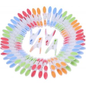 72 Épingles À Linge Pinces Extra-Robustes Épingles Antidérapantes Poignées Souples Ergonomiques Résistant À La Rouille Résistant Au Vent Étendoir À Corde Couleurs Aléatoires - Neuf