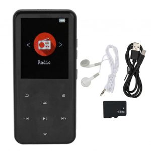 Lecteur MP3 2,4 pouces Smart HD R&eacute;duction du bruit Bouton tactile Radio FM 16 Go Lecteur de musique Bluetooth 5.0 avec carte m&eacute;moire Noir 64 Go Carte m&eacute;moire - Neuf