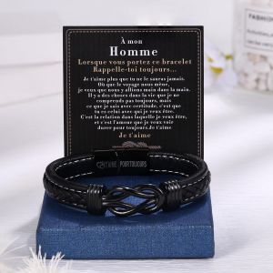 Bracelet Hommes Bracelet Cuir Cadeau Anniversaire Homme Cadeau Mari Copain Couple Saint Valentin Cadeau Noel Homme - Neuf