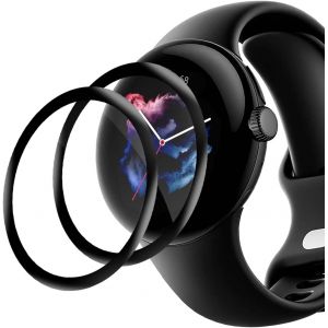 AEFJ-2 Pi&egrave;ce Verre tremp&eacute; pour Google Pixel Watch 3/2/1 41mm Film, Sans Bulle Vitre Protection, Anti Rayures, 3D Bord noir incurv&eacute;, Haute Sensibilit&eacute;, 0,15mm HD Pixel Watch 41mm Protection &eacute;cran - Neuf