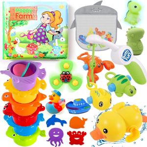 Ulteronixshop-Jouets de Bain B&eacute;b&eacute;s,Animaux Jouets Flottants,Jouet Bebe 6 Mois,Jouet Bain B&eacute;b&eacute; 1 2 3 Ans,Jeu de p&ecirc;che, Gobelets Empilables,Canard en Plastique,Sac de Rangement,Enfants,Gar&ccedil;ons, Filles - Neuf