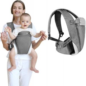 Kalanka-Porte-Bébé Naissance Confortable, Extrêmement Doux, Léger Et Respirant - Écharpe Ergonomique Multifonction Avec Poches, Taille Réglable (Gris) - Neuf