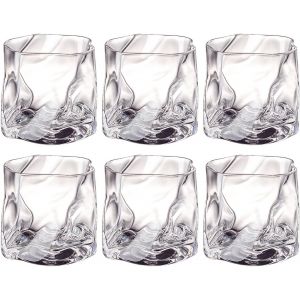 Ytfhg-Lot De 6 Verres À Whisky, En Cristal Irrégulier, 200 Ml, Pour Café Glacé, Cocktail, Eau, Thé, Café, Jus - Passe Au Lave-Vaisselle (Transparent) - Neuf