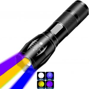 Lampe De Poche Multifonction Rechargeable 4 En 1 - Lumière Noire - Lampe De Poche Uv Pour Observation - Lumière Uv - Lumière Bleue, Lumière Blanche Et Lumière Jaune - Neuf