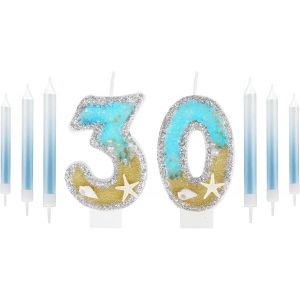 Bougies D'Anniversaire Pour 30E Anniversaire U2013 Bougies D'Anniversaire &Agrave; Paillettes Argent&eacute;es Pour Gar&ccedil;ons Et Filles U2013 D&eacute;corations De F&ecirc;te Sur Le Th&egrave;me De La Sir&egrave;ne U2013 Fournitur[Z7704] - Neuf