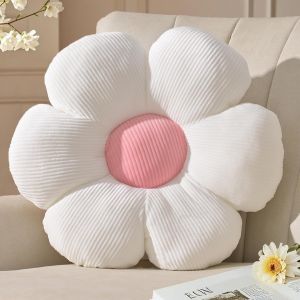 Coussin Fleur Blanc,Coussin De Sol Esthétique Pour Chambre,Coussin Décoratif Pâquerette Pour Chambre D'enfant,Décoration Preppy,Coussin De Canapé,48 Cm.[C75] - Neuf