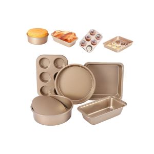 Ensemble De 5 Moules &Agrave; P&acirc;tisserie Antiadh&eacute;sifs En Acier Au Carbone Pour La Cuisson Au Four : Comprend Des Moules &Agrave; G&acirc;teaux, Un Moule &Agrave; Muffins Et Un Moule &Agrave; Toasts. - Neuf