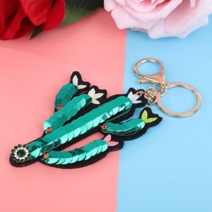 Porte-Cles En Alliage Avec Pendentif Paillete, Accessoire De Bijouterie Tendance, Vert Ysk034 - Neuf