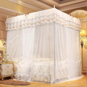 Princesse Quatre Coin Poteau Lit Auvent Moustiquaire (L) - Neuf