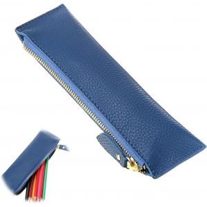 ChenQuanSarl-1 Article &Agrave; Stylos En Cuir V&eacute;ritable Avec Fermeture &Eacute;clair, Sac De Papeterie R&eacute;tro, Sac De Rangement Pour Crayons R&eacute;tro, Peut Contenir Des Stylos, Des Marqueurs, Des Produits Cosm&eacute;tiques - Neuf