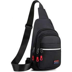 CHENG-Sacoche Porté Épaule Homme Imperméable Sac de Poitrine Sacoche à Bandoulière Loisir Sac Besace pour Camping Voyage Cyclisme Vélo Randonnée Travail (noir) - Neuf