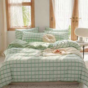 Ensemble De Couette &Agrave; Carreaux Modernes En Microfibre Douce, 1 Pi&egrave;ce, Pour Lit Double/Twin Xl Toutes Saisons - Neuf