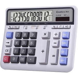 Calculatrice de bureau &agrave; 12 chiffres avec grand &eacute;cran LCD et bouton sensible,solaire et batterie - Neuf