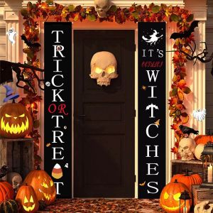 Décorations D'halloween Pour L'extérieur | Bannières « Trick Or Treat » Et « It's October Witches » Pour Porche D'entrée | Décorations D'automne | Décorations D'halloween Pour L'intérieur - Neuf