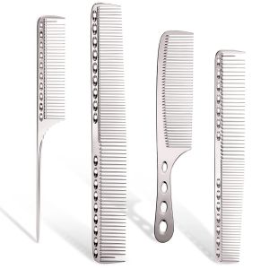 Professionnel En Aluminium Peigne De Barbier, 4 Types De Métal De Coupe De Cheveux Peignes, De Coiffure, Peigne, Y Compris Les Longs Cheveux De Peigne, Cheveux Courts Peigne, Un P - Neuf