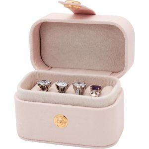 Rfcbc-Petit Rangement Bijoux Avec 6 Rainures D'anneau, Boite Bague En Cuir Pu, Boite A Bijoux Femme Portable Porte Alliance Mariage Pour Boucles D'oreilles Bagues (Rose) - Neuf