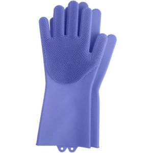 paire de gants de cuisine en silicone violet r&eacute;sistants &agrave; la chaleur pour la vaisselle, le nettoyage et le jardinage (taille unique) - Neuf
