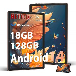 KALWS-Tablette Android 14 Avec 5G Wi-Fi 6,18Go Ram+128Go Rom(1 To Extensible),Tablette Tactile 10 Pouces Avec Widevine L1,Bluetooth 5.0,6000Mah,8 Coeurs 2.0 Ghz,Usb-C,Or Rose - Neuf