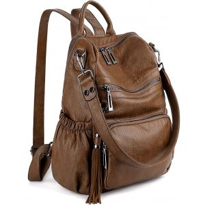 CAUC-Femme Sac port&eacute; Dos Anti-Vol Sac &agrave; Main port&eacute; &eacute;paule Glands Multi Compartiment PU Cuir lav&eacute; - Neuf