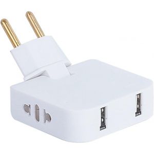Prise Multiple, Multiprise avec 4 Prises, Multiprise avec T&ecirc;te Rotative &agrave; 180 Degr&eacute;s, Prise Multiple avec 2 Adaptateurs Europ&eacute;ens et 2 Prise USB, 110-250V (Blanc) - Neuf